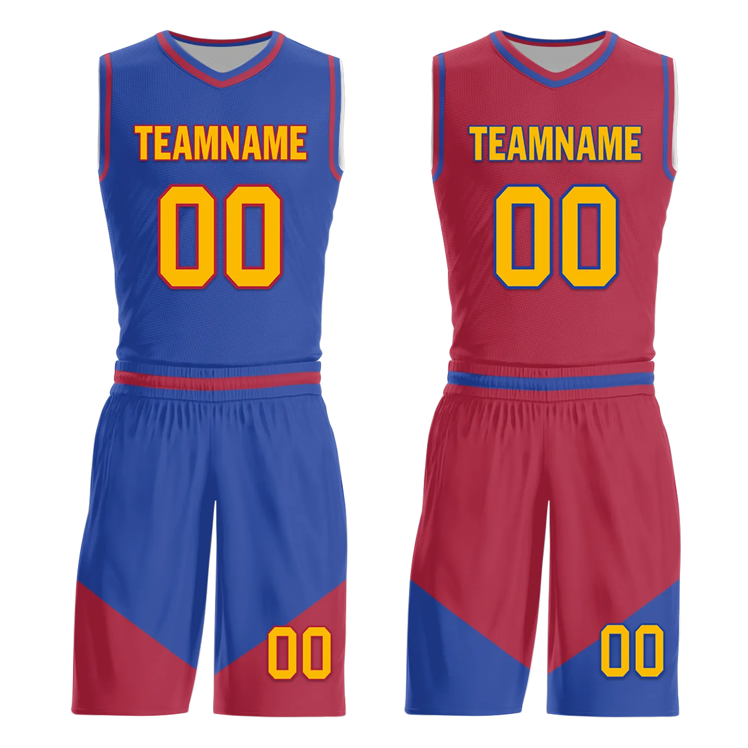 Gift Ideas,Custom Blue Red Classic Style Reversible Basketball Uniform Personalized BBJR-D017029