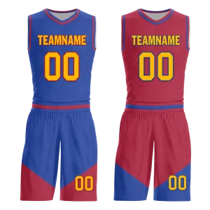 Gift Ideas,Custom Blue Red Classic Style Reversible Basketball Uniform Personalized BBJR-D017029
