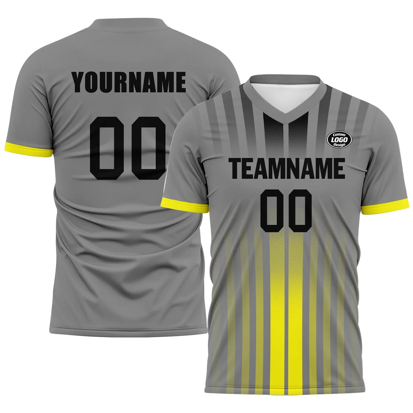 Gift Ideas,Custom Gray Yellow Soccer Sets Jersey Personalized SCJ101-D020131-9