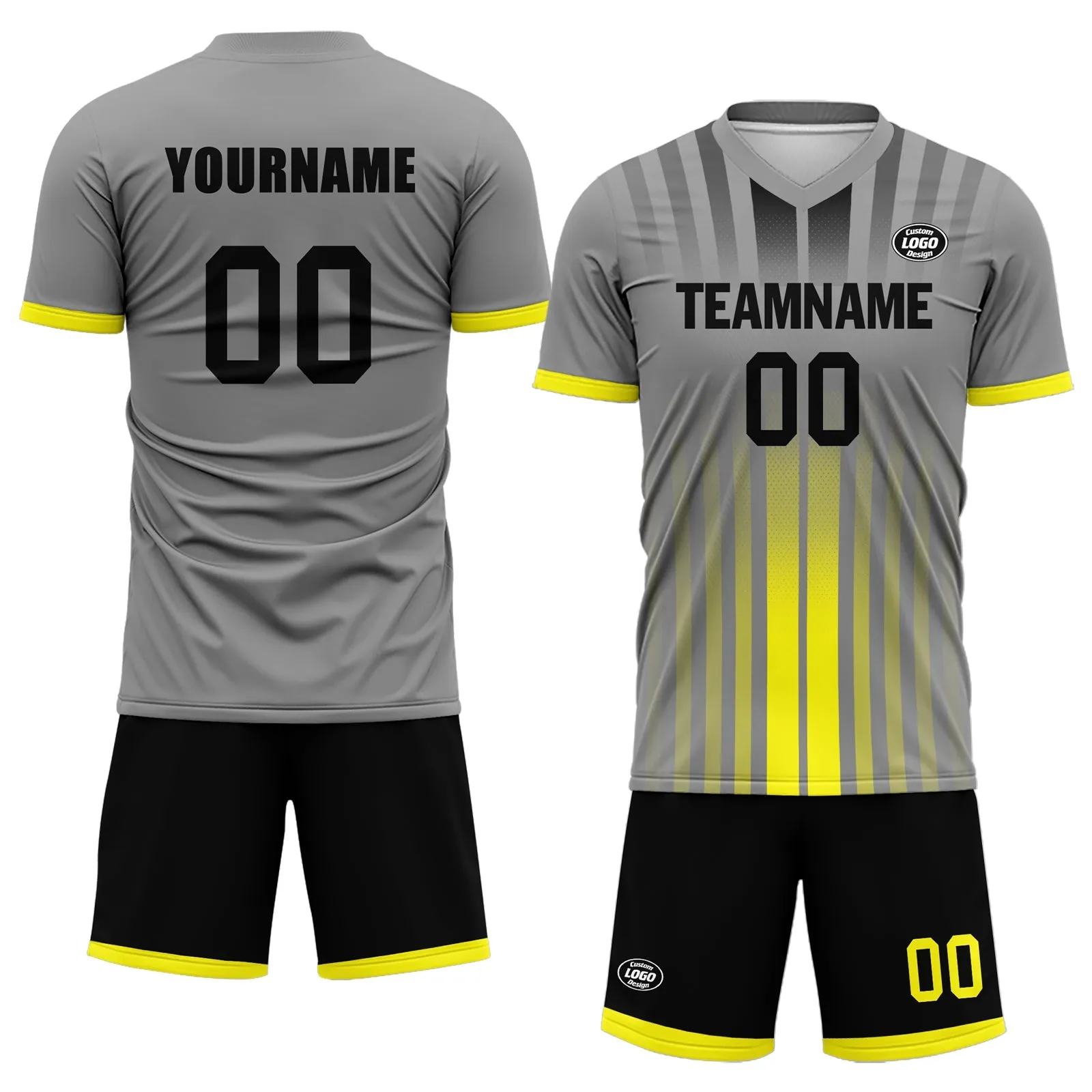 Gift Ideas,Custom Gray Yellow Soccer Sets Jersey Personalized SCJ101-D020131-9