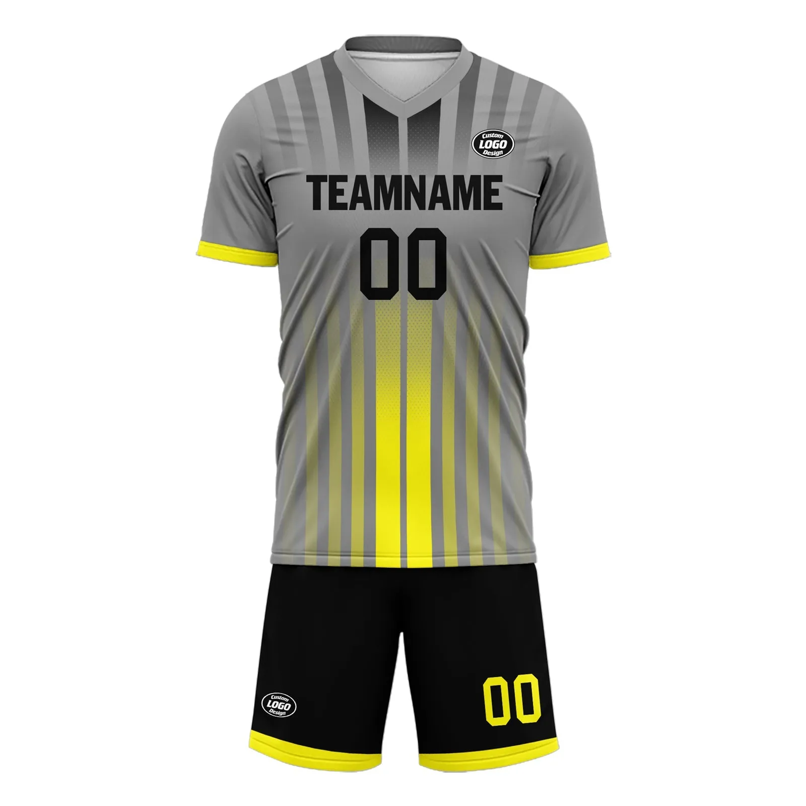 Gift Ideas,Custom Gray Yellow Soccer Sets Jersey Personalized SCJ101-D020131-9