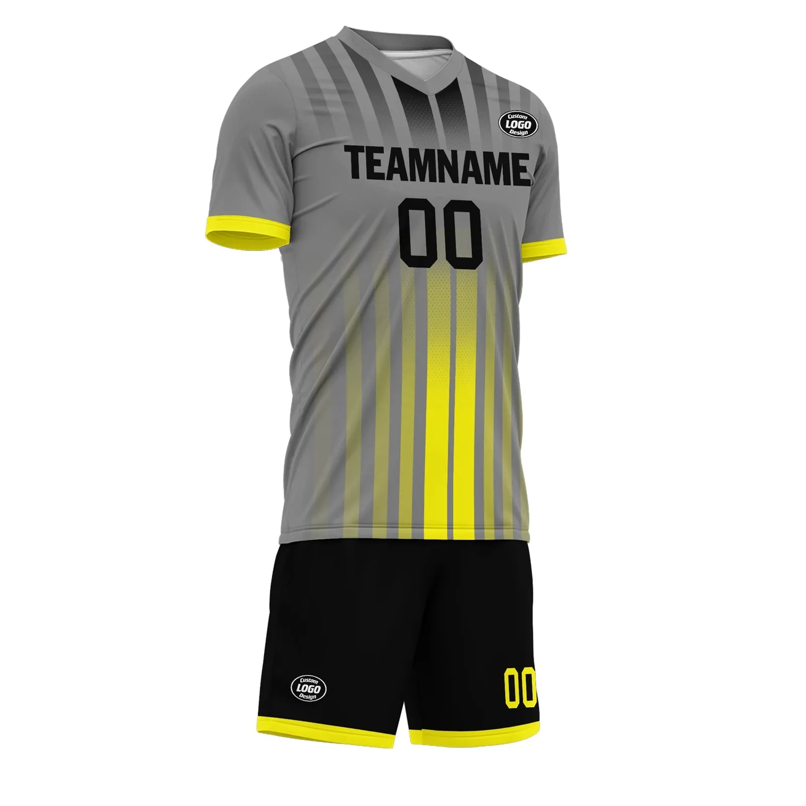 Gift Ideas,Custom Gray Yellow Soccer Sets Jersey Personalized SCJ101-D020131-9