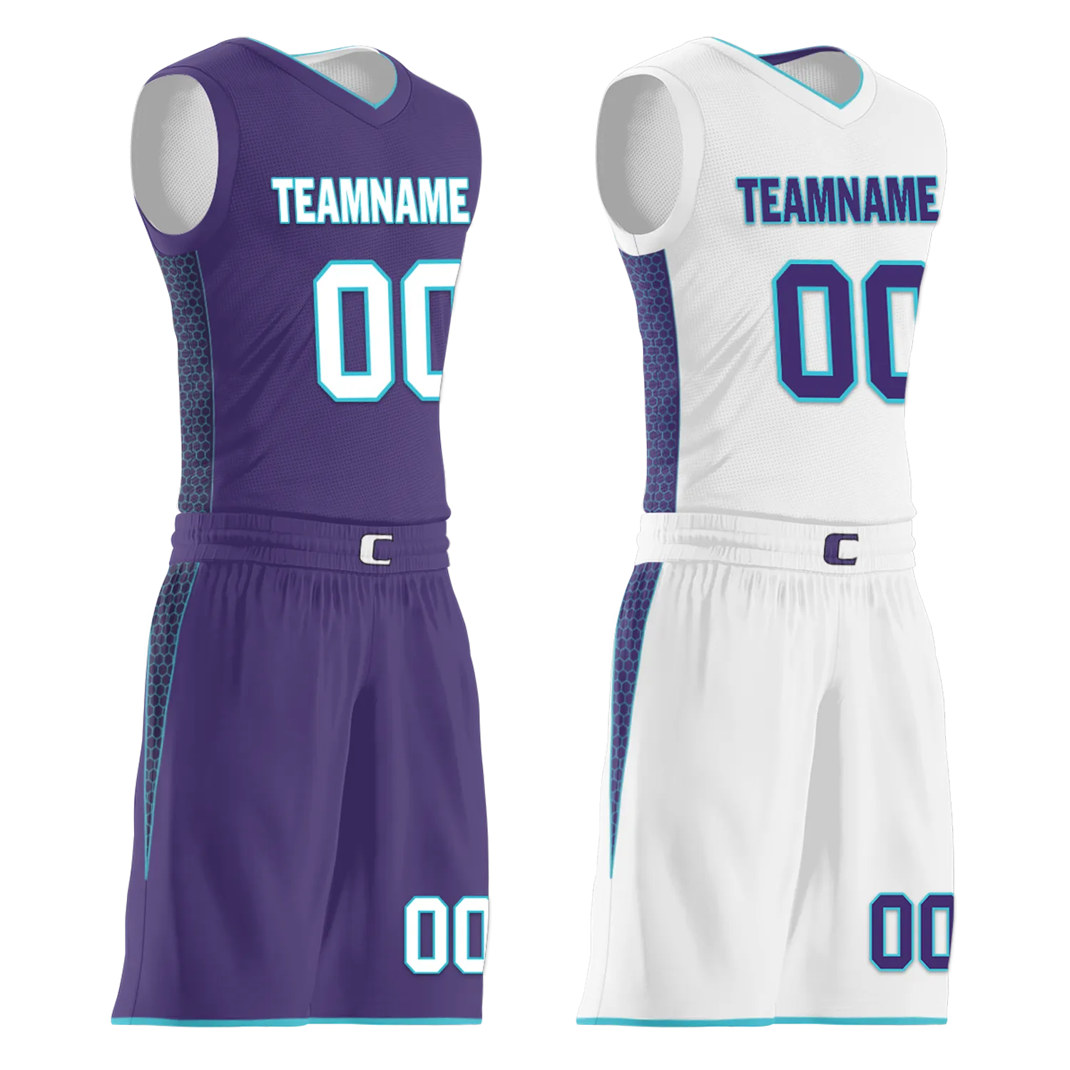 Gift Ideas,Custom Purple White Classic Style Reversible Basketball Uniform Personalized BBJR-D017014