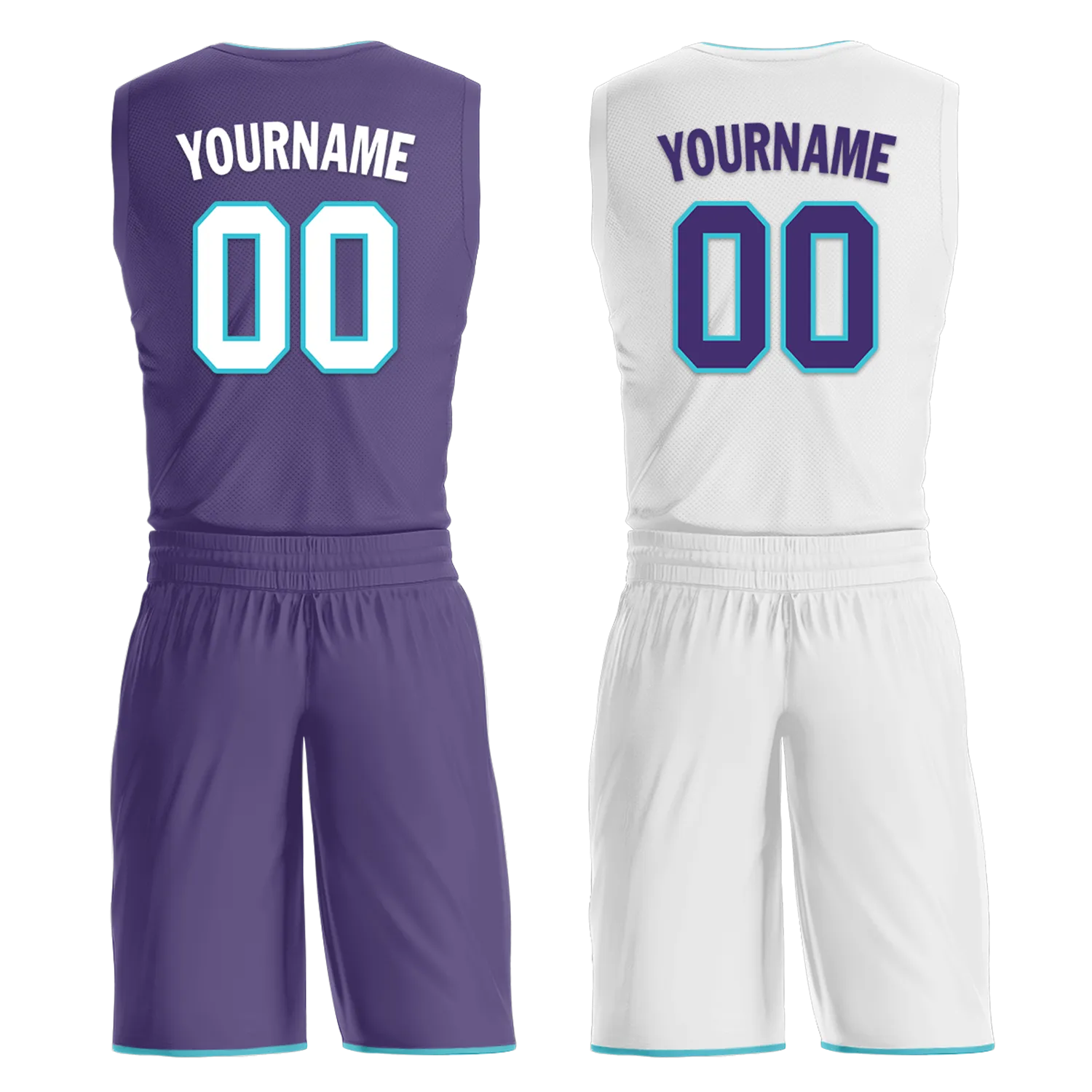 Gift Ideas,Custom Purple White Classic Style Reversible Basketball Uniform Personalized BBJR-D017014