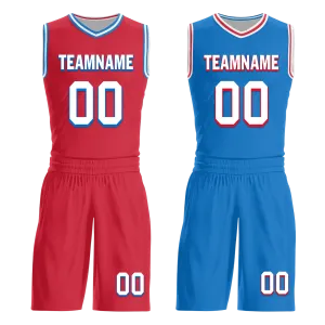 Gift Ideas,Custom Red Blue Classic Style Reversible Basketball Uniform Personalized BBJR-D017022