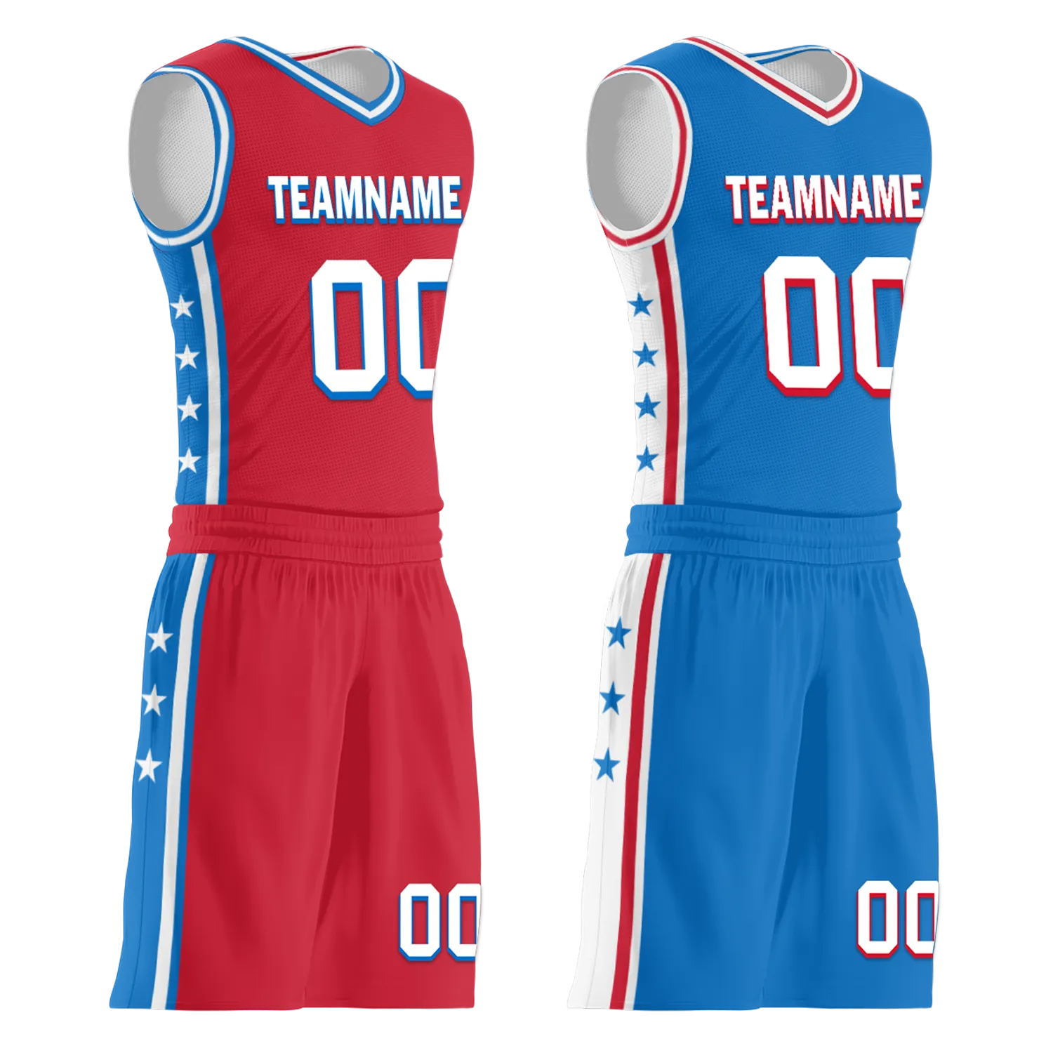 Gift Ideas,Custom Red Blue Classic Style Reversible Basketball Uniform Personalized BBJR-D017022