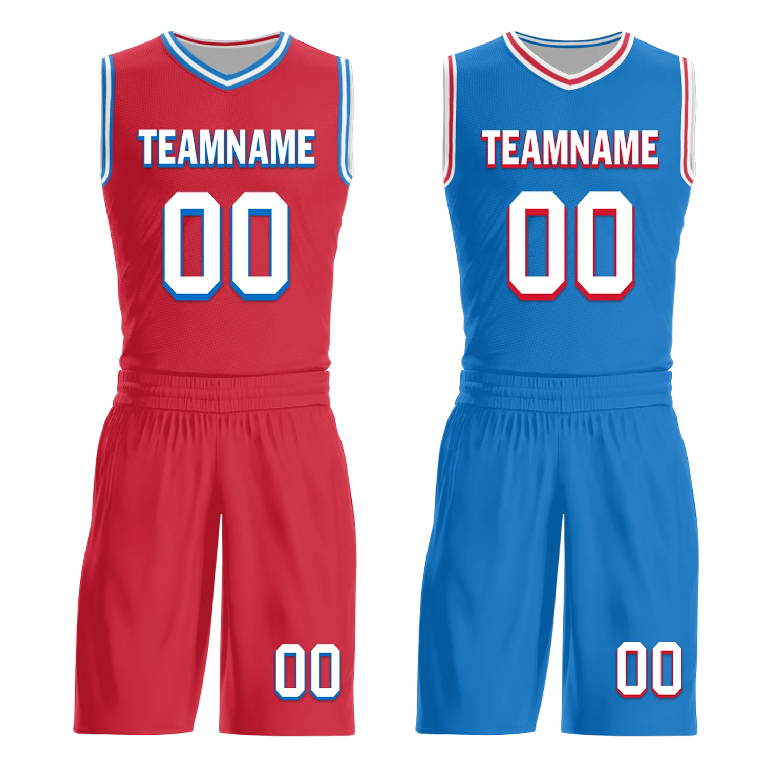 Gift Ideas,Custom Red Blue Classic Style Reversible Basketball Uniform Personalized BBJR-D017022
