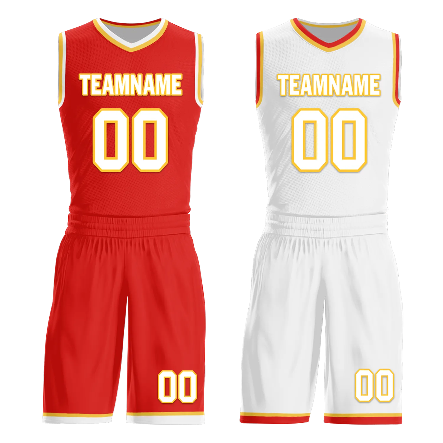 Gift Ideas,Custom Red White Classic Style Reversible Basketball Uniform Personalized BBJR-D017027