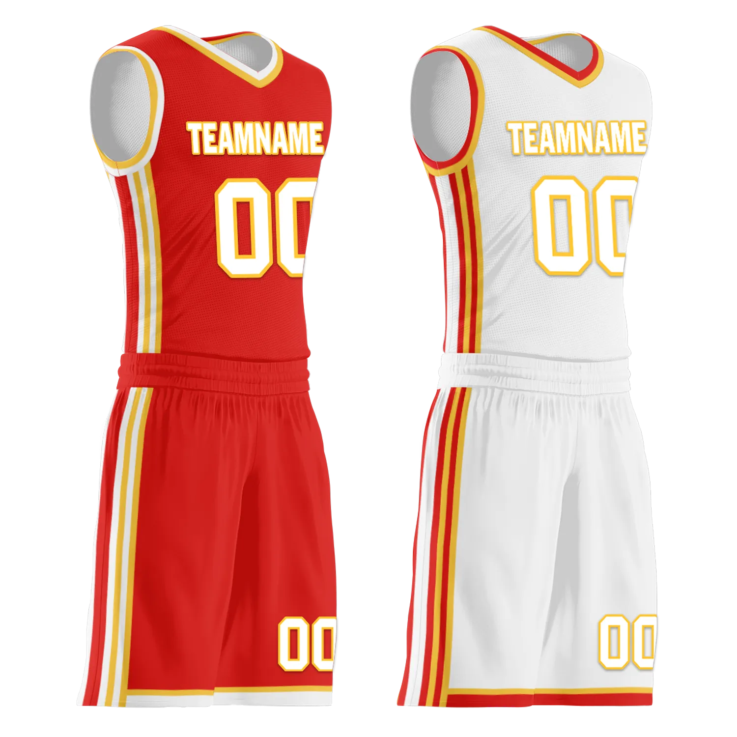 Gift Ideas,Custom Red White Classic Style Reversible Basketball Uniform Personalized BBJR-D017027