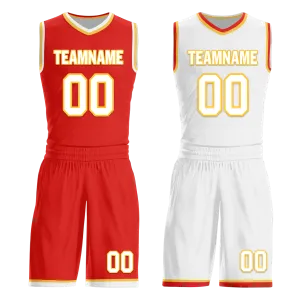 Gift Ideas,Custom Red White Classic Style Reversible Basketball Uniform Personalized BBJR-D017027