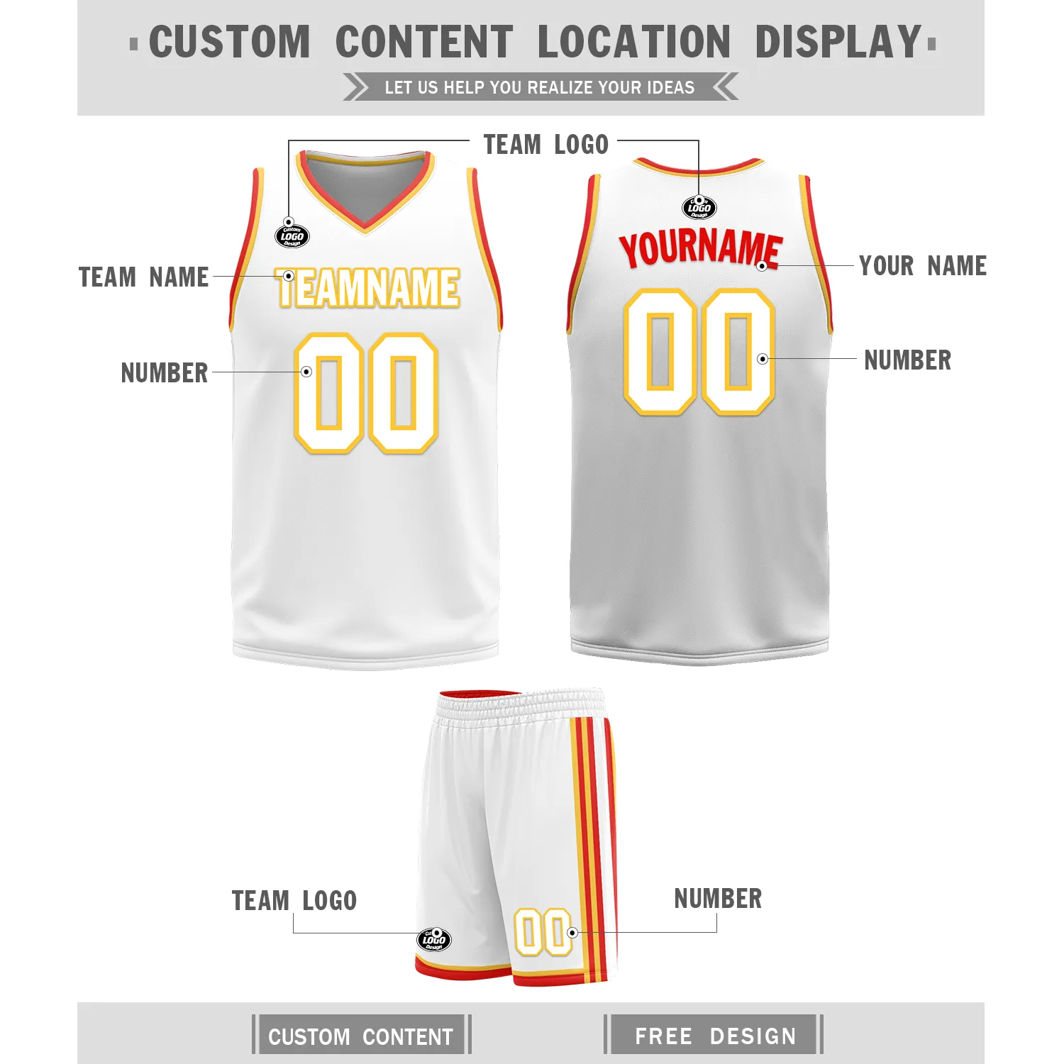 Gift Ideas,Custom Red White Classic Style Reversible Basketball Uniform Personalized BBJR-D017027