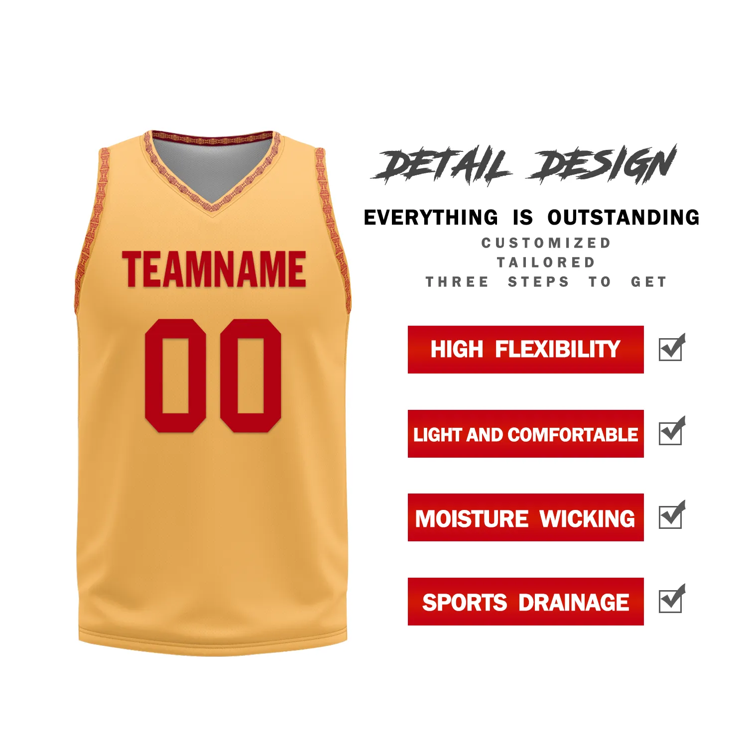 Gift Ideas,Custom Red Yellow Classic Style Reversible Basketball Uniform Personalized BBJR-D017011