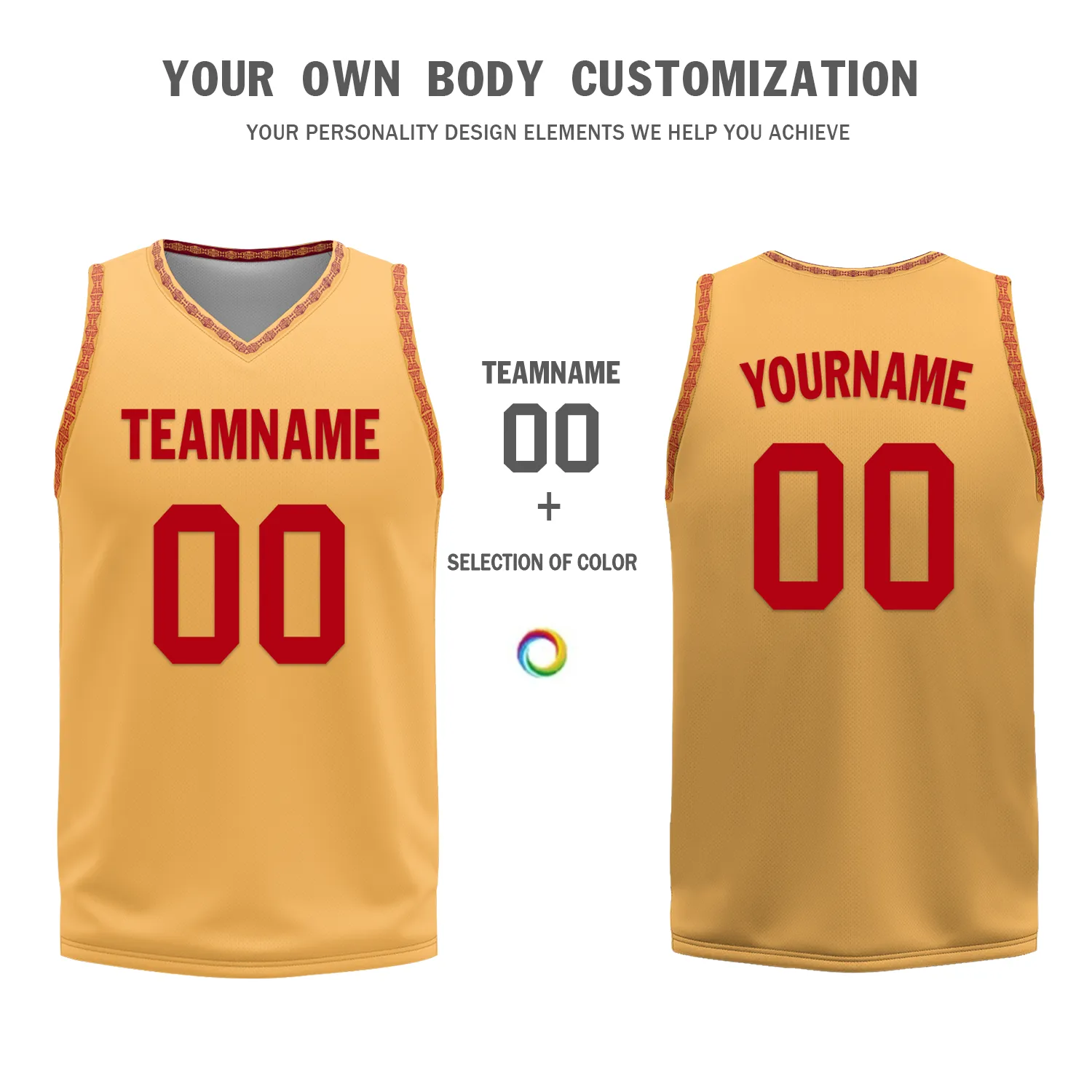 Gift Ideas,Custom Red Yellow Classic Style Reversible Basketball Uniform Personalized BBJR-D017011