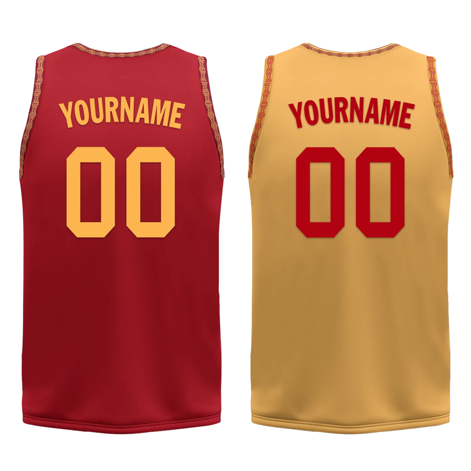 Gift Ideas,Custom Red Yellow Classic Style Reversible Basketball Uniform Personalized BBJR-D017011