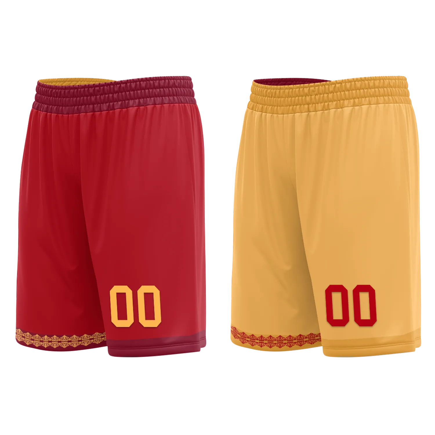 Gift Ideas,Custom Red Yellow Classic Style Reversible Basketball Uniform Personalized BBJR-D017011