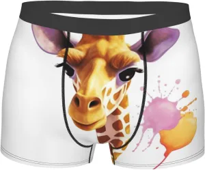 Giraffe Men's Boxer Briefs Soft Breathable Underwear Stretch Moisture-Wicking Trunks Tagless