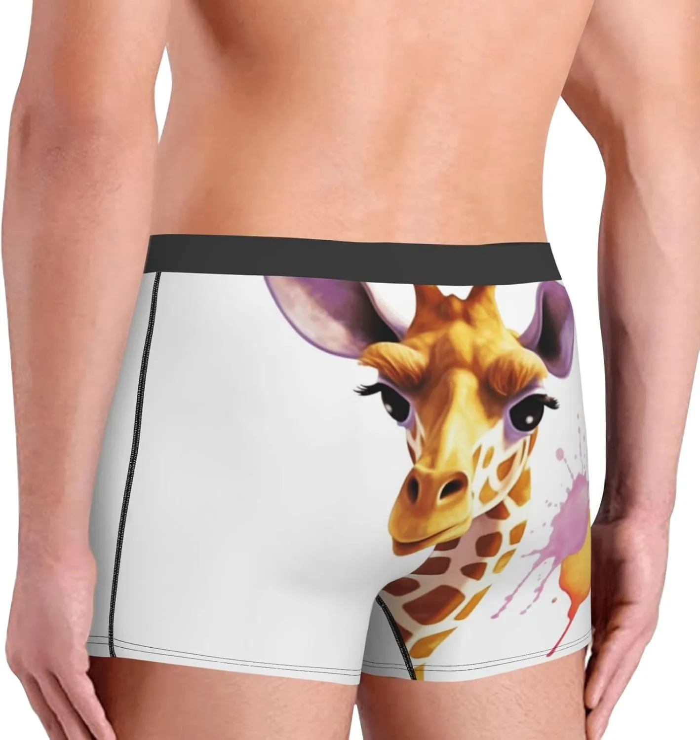 Giraffe Men's Boxer Briefs Soft Breathable Underwear Stretch Moisture-Wicking Trunks Tagless