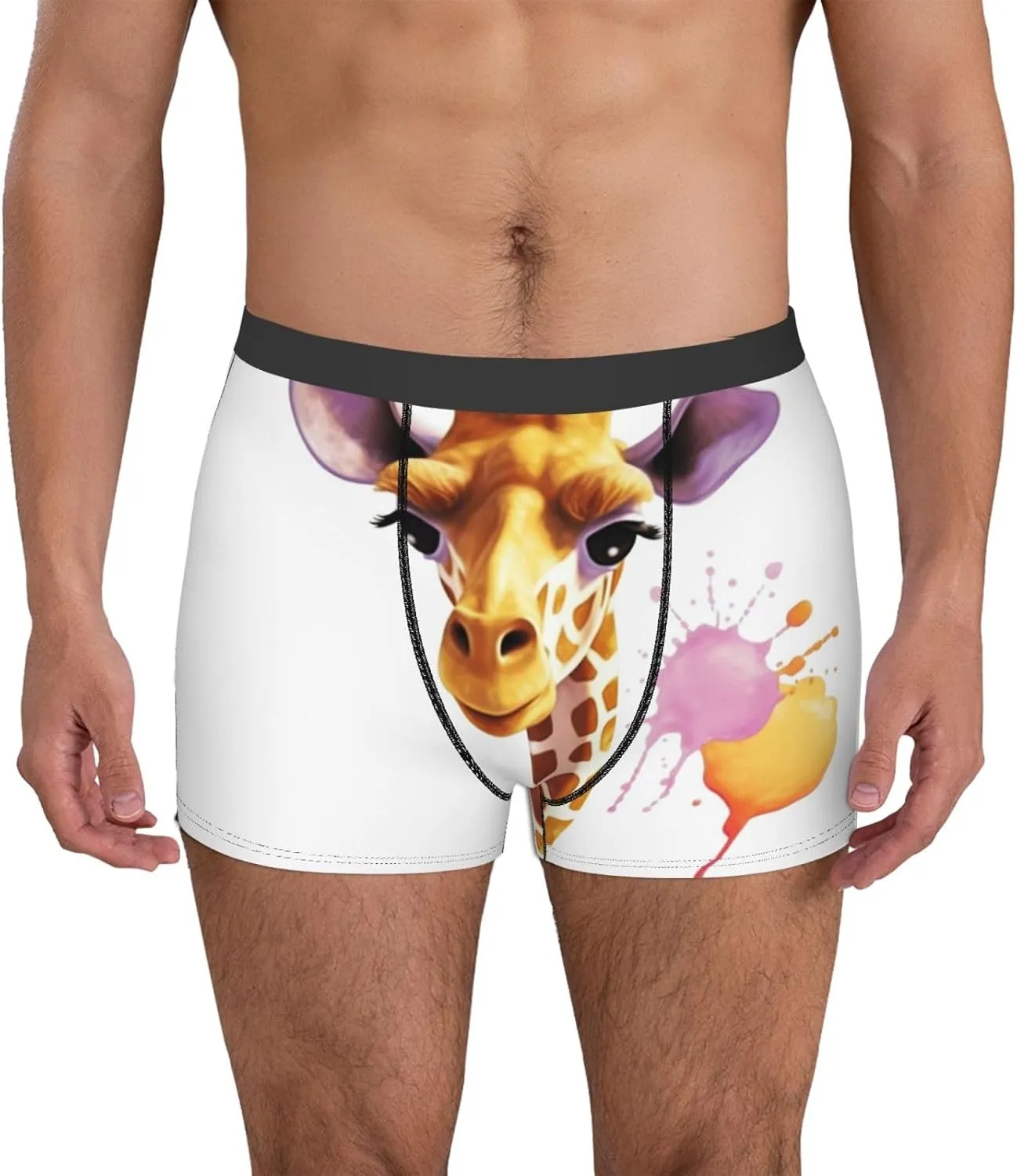 Giraffe Men's Boxer Briefs Soft Breathable Underwear Stretch Moisture-Wicking Trunks Tagless
