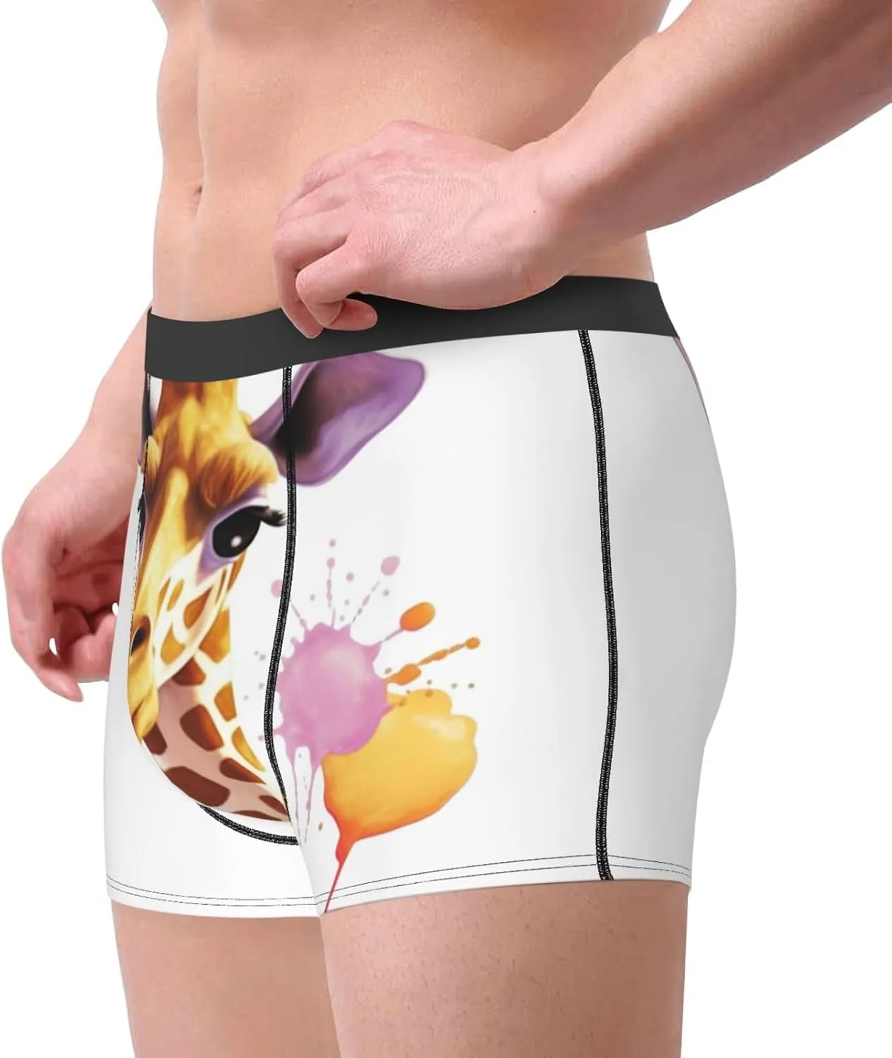 Giraffe Men's Boxer Briefs Soft Breathable Underwear Stretch Moisture-Wicking Trunks Tagless