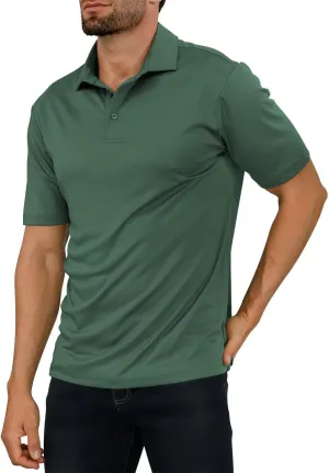 Golf Shirts for Men - Short Sleeve Performance Solid Moisture Wicking Polo Shirt