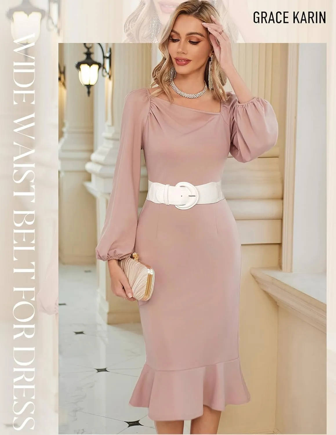 GRACE KARIN Women's 2025 Fashion Wide Stretchy Belt Casual Stretchy Belt for Dress S-XXL