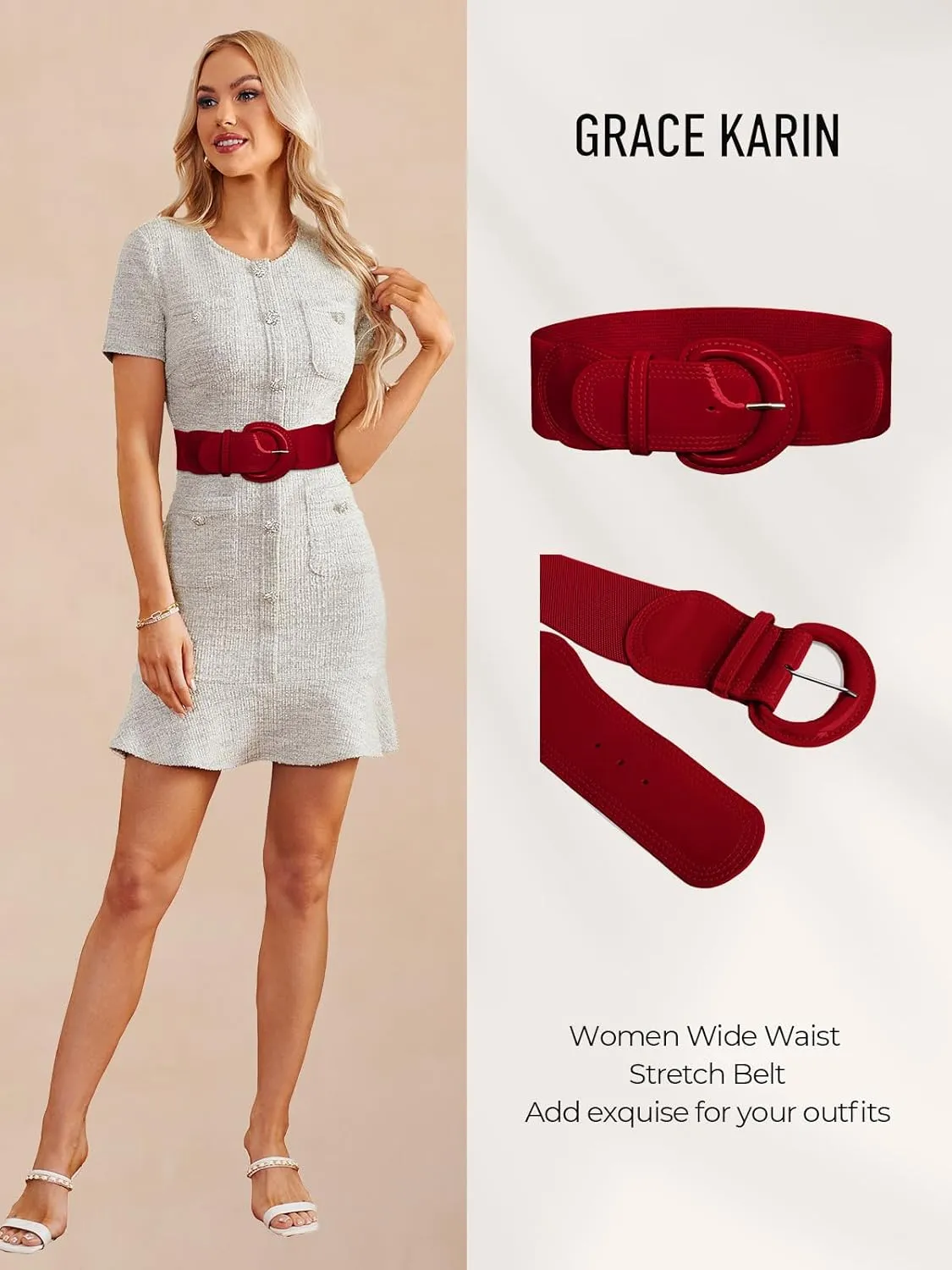 GRACE KARIN Women's 2025 Fashion Wide Stretchy Belt Casual Stretchy Belt for Dress S-XXL
