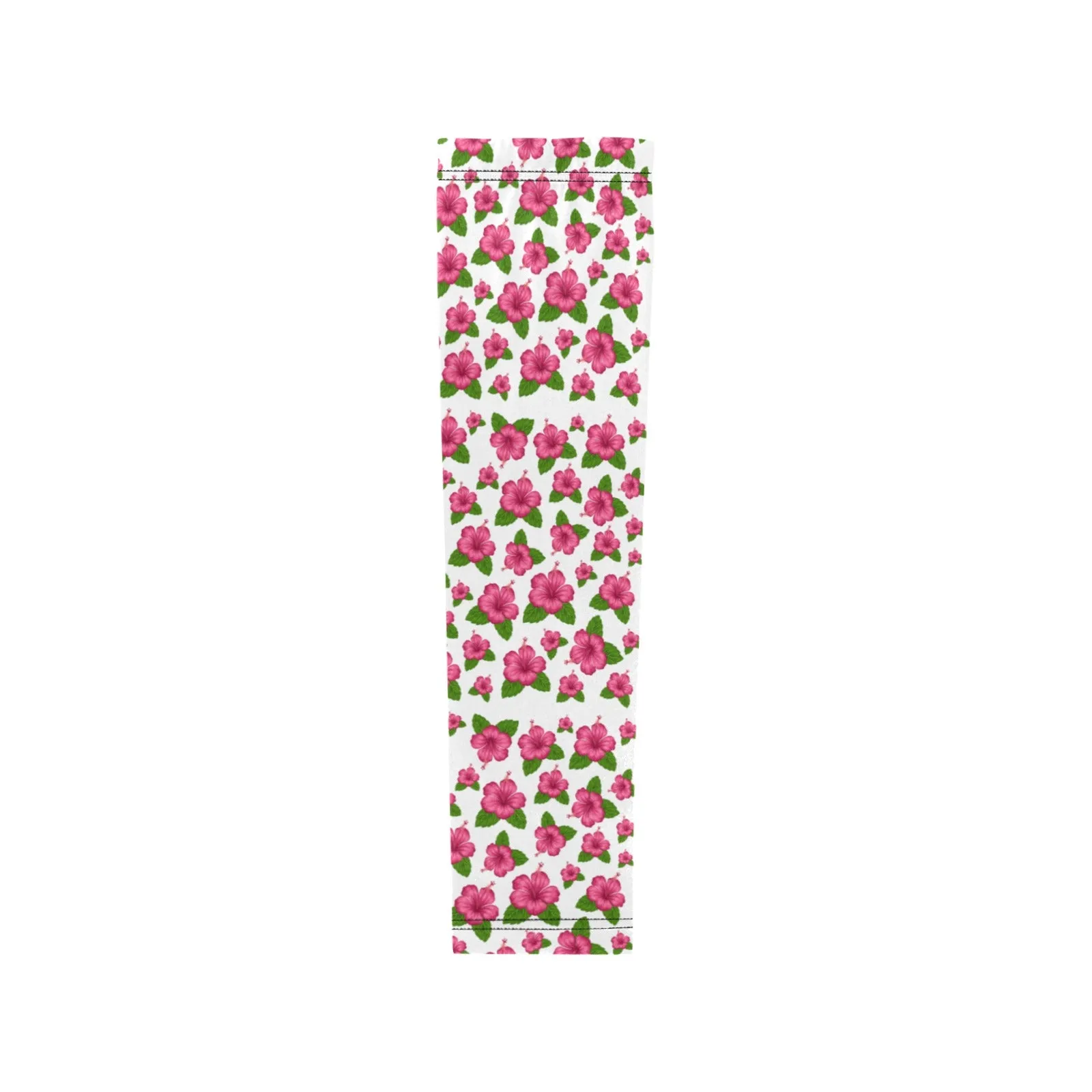Graphic Pink Hibiscus White Weather Protection Arm Sleeves (FWS)