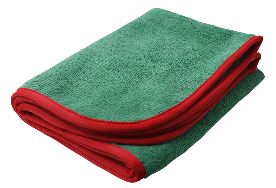 GREEN Power Shine Microfiber Towel w/ Red silk edge 16" x 24"  (12 Pcs/ Pack)