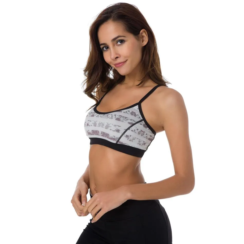 Grey Print  Sports Bra