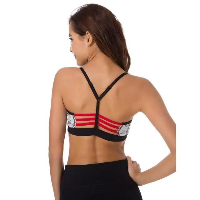 Grey Print  Sports Bra