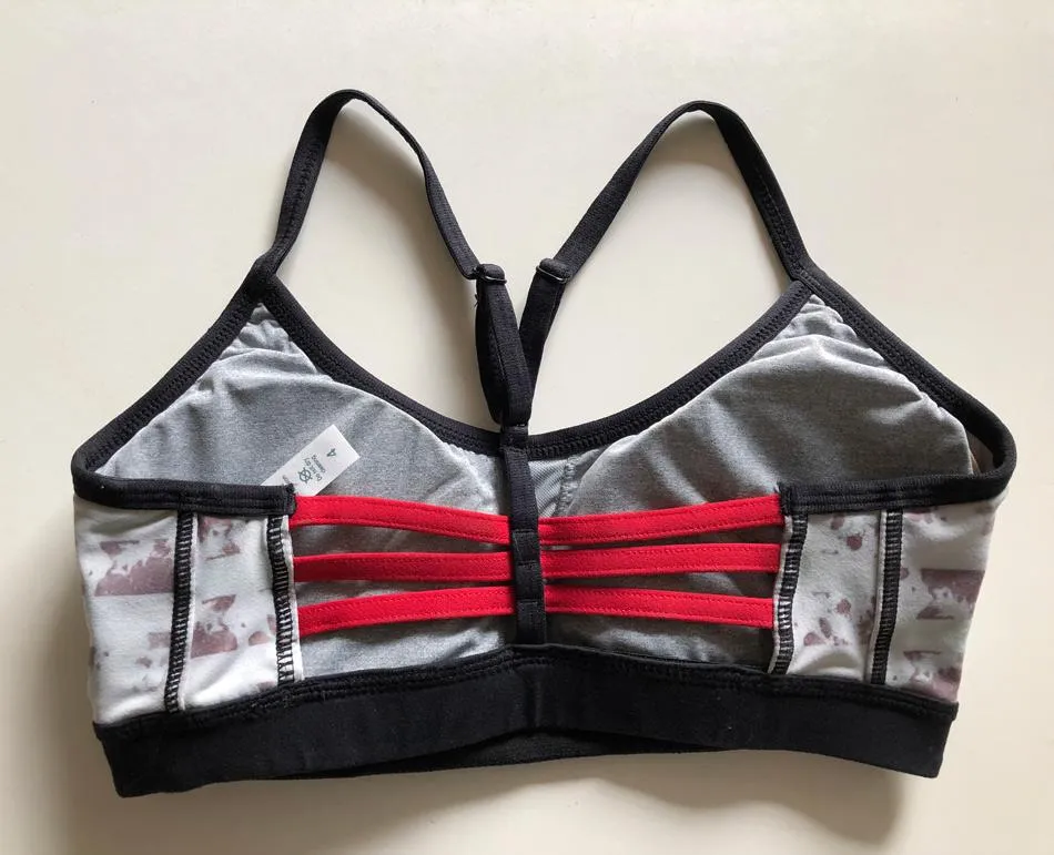 Grey Print  Sports Bra