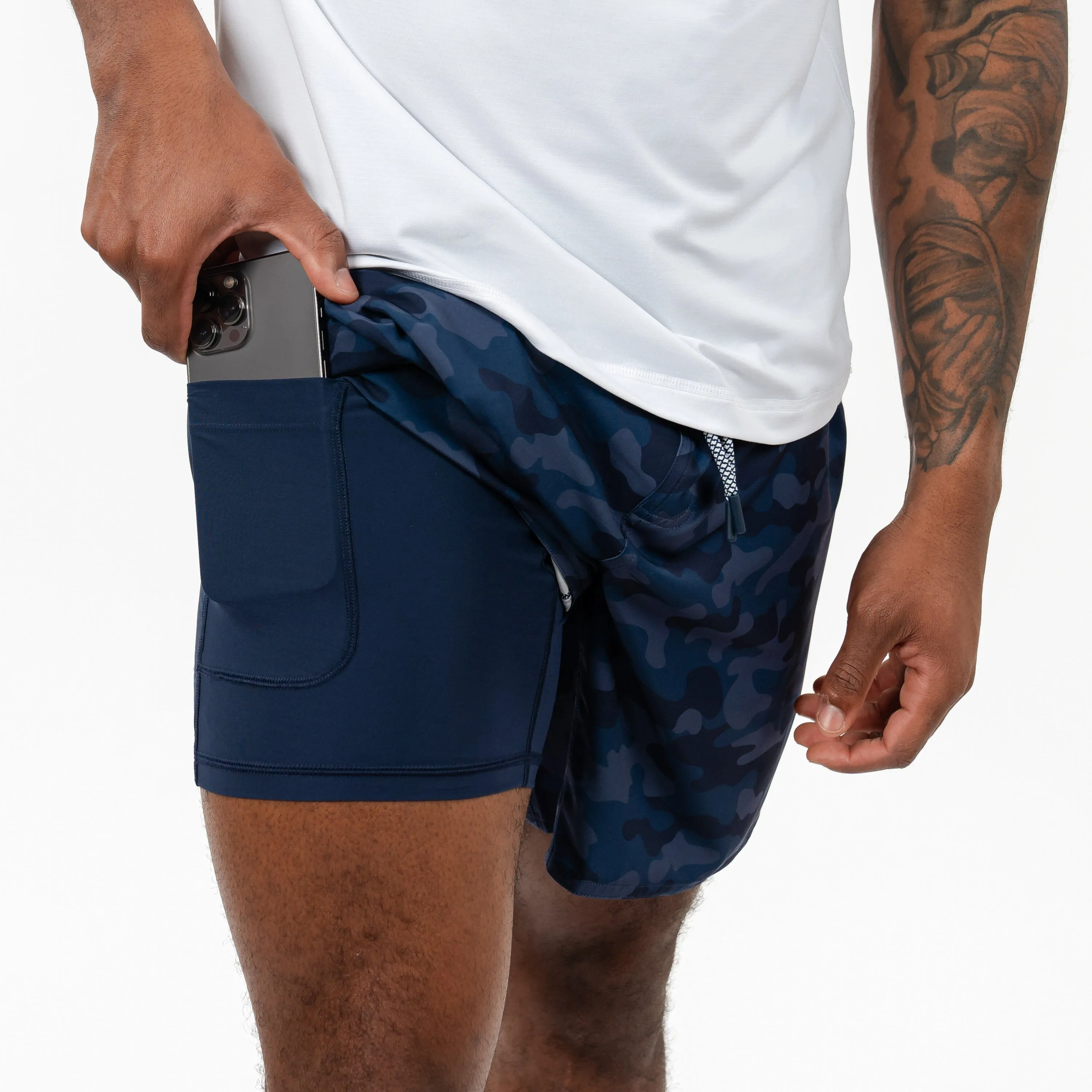Grit Gym Short | The Barracks Camo - Fleet Navy