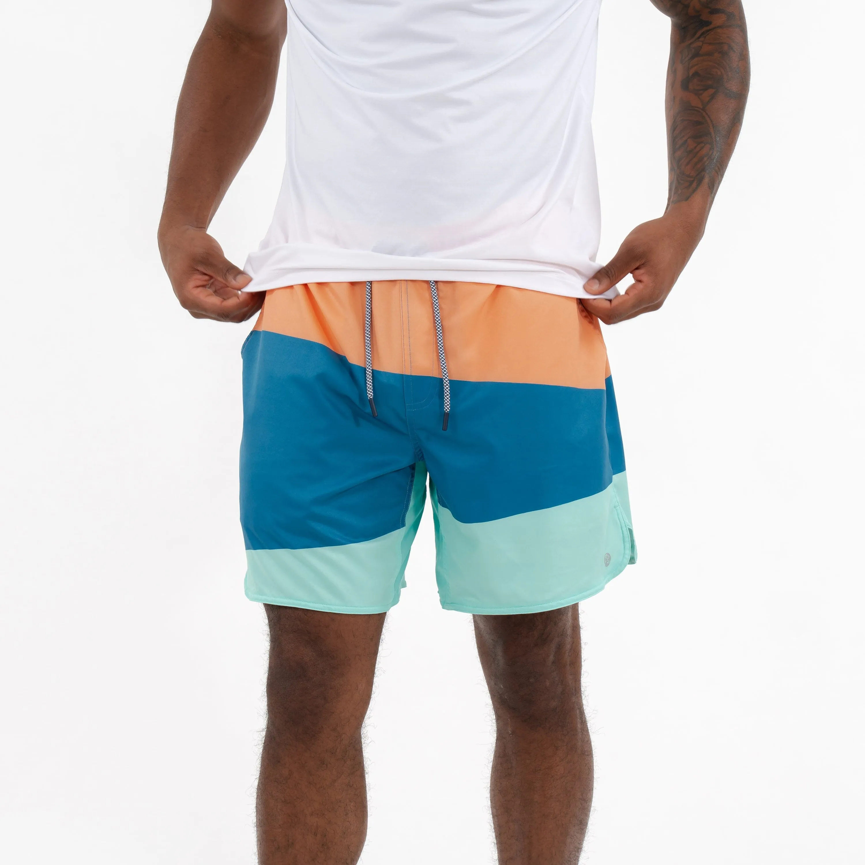 Grit Gym Short | The Rogue Colorblock - Melon/Mariner Blue/Mint Green
