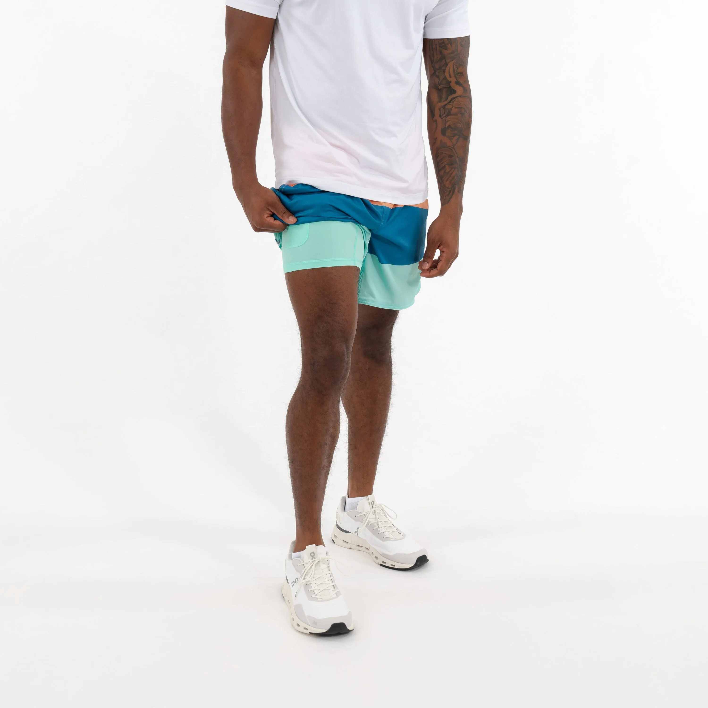 Grit Gym Short | The Rogue Colorblock - Melon/Mariner Blue/Mint Green