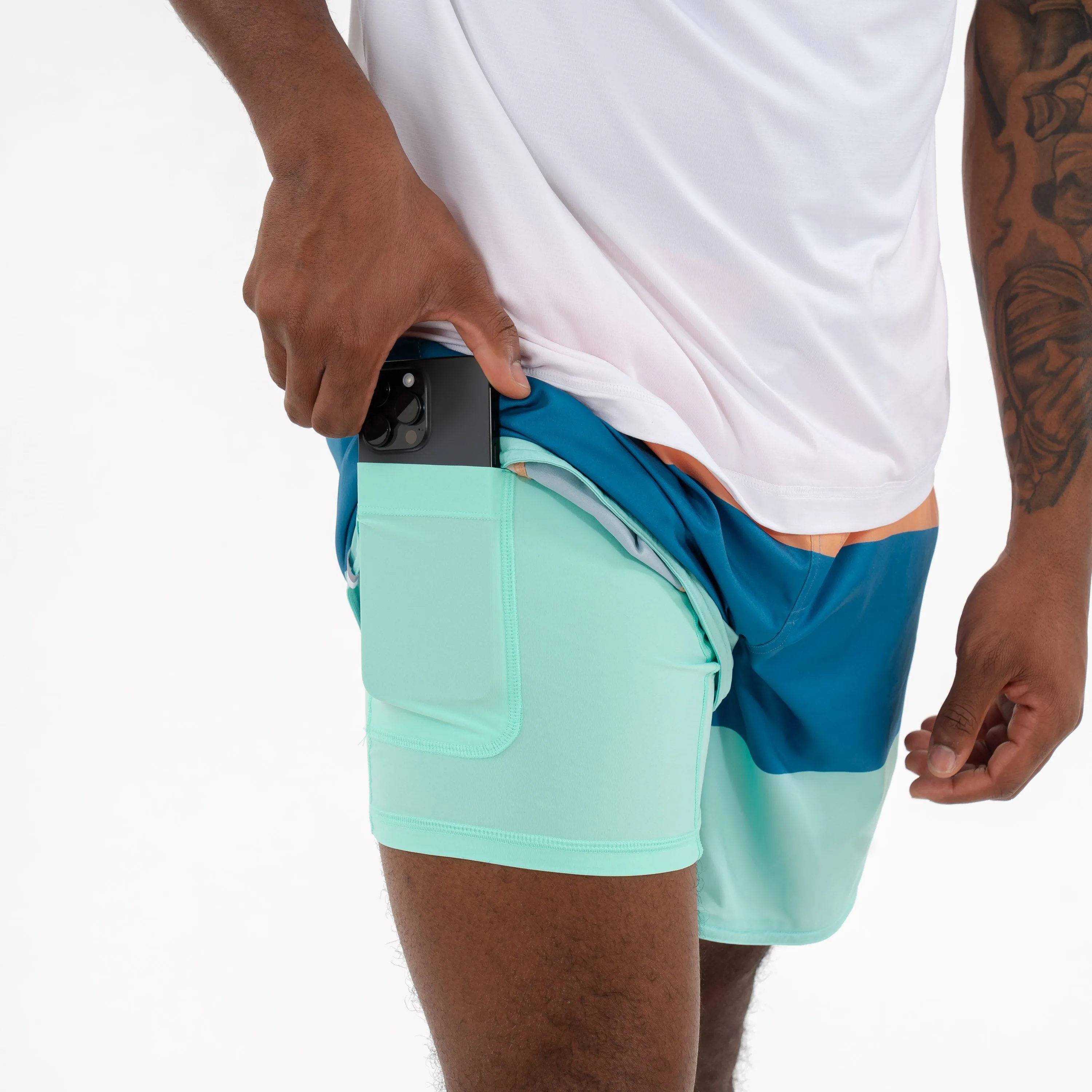 Grit Gym Short | The Rogue Colorblock - Melon/Mariner Blue/Mint Green