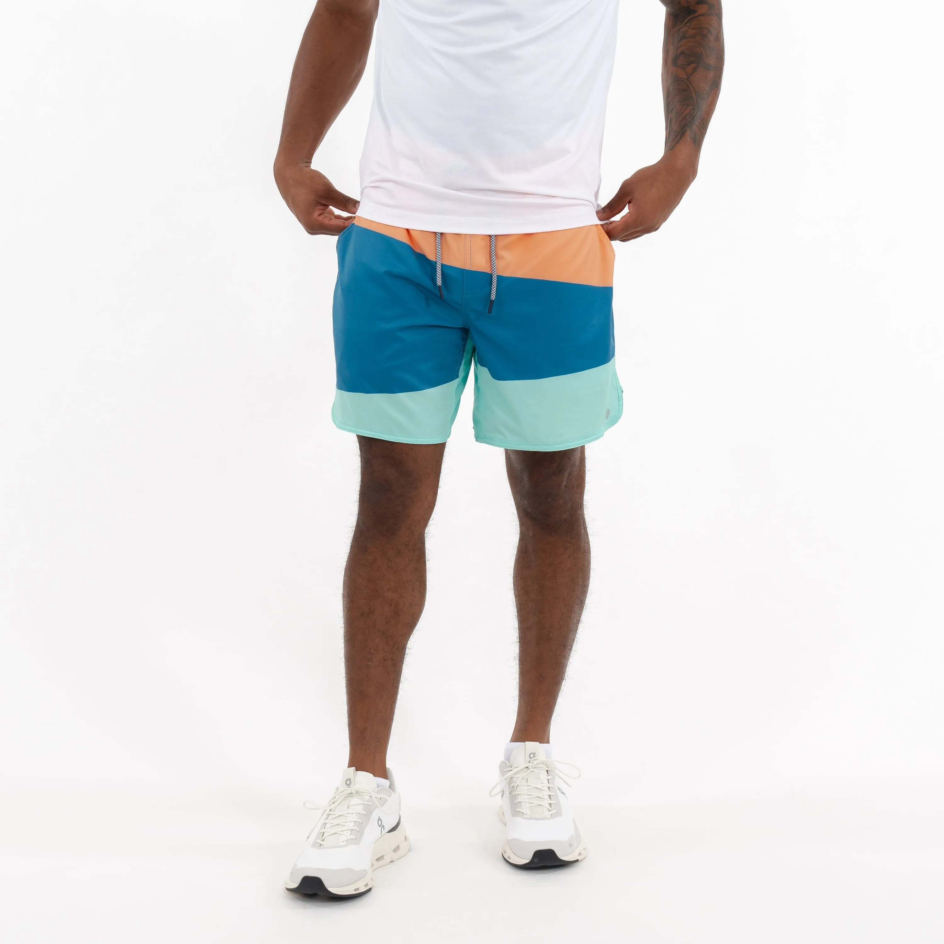 Grit Gym Short | The Rogue Colorblock - Melon/Mariner Blue/Mint Green