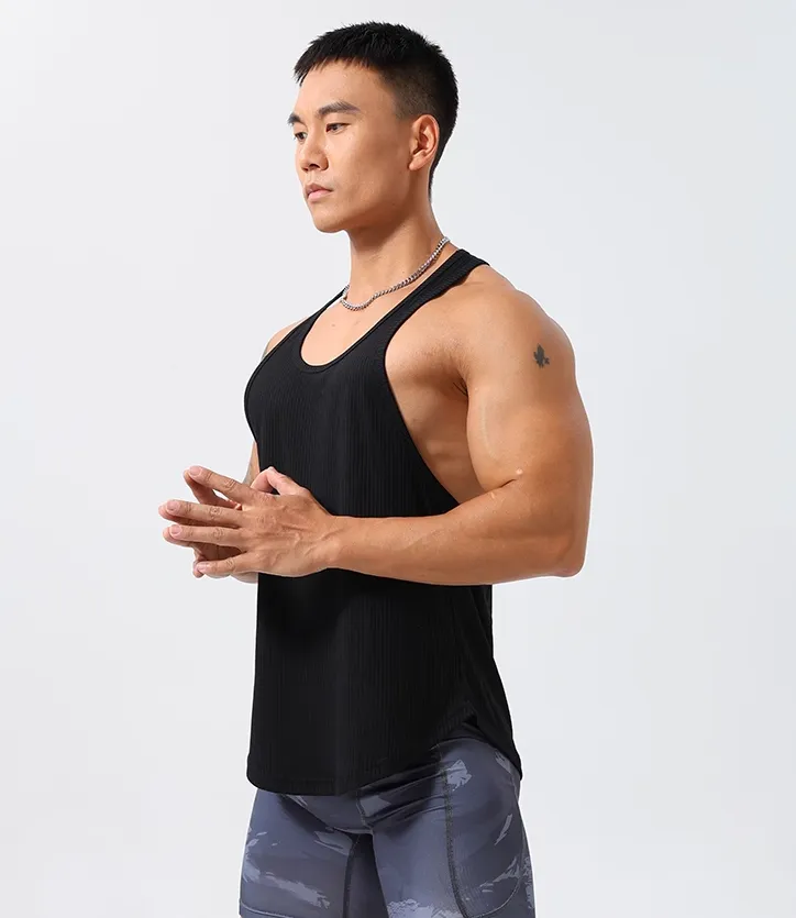 GYM BUDDY STRIPED LOOSE WORKOUT TANK TOP T SHIRTS