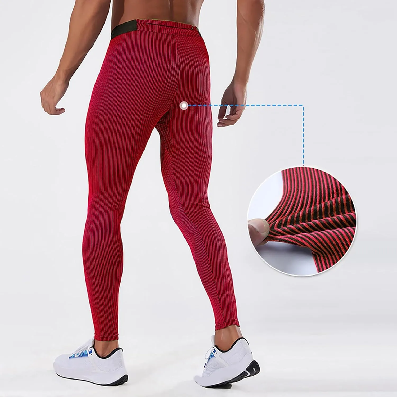 Gym Pants Men High Waisted Stretchy Quick Dry Athletic Running Slim Fit Tights Workout Compression Pants for Sports