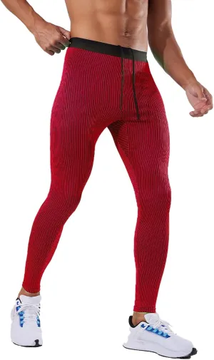 Gym Pants Men High Waisted Stretchy Quick Dry Athletic Running Slim Fit Tights Workout Compression Pants for Sports