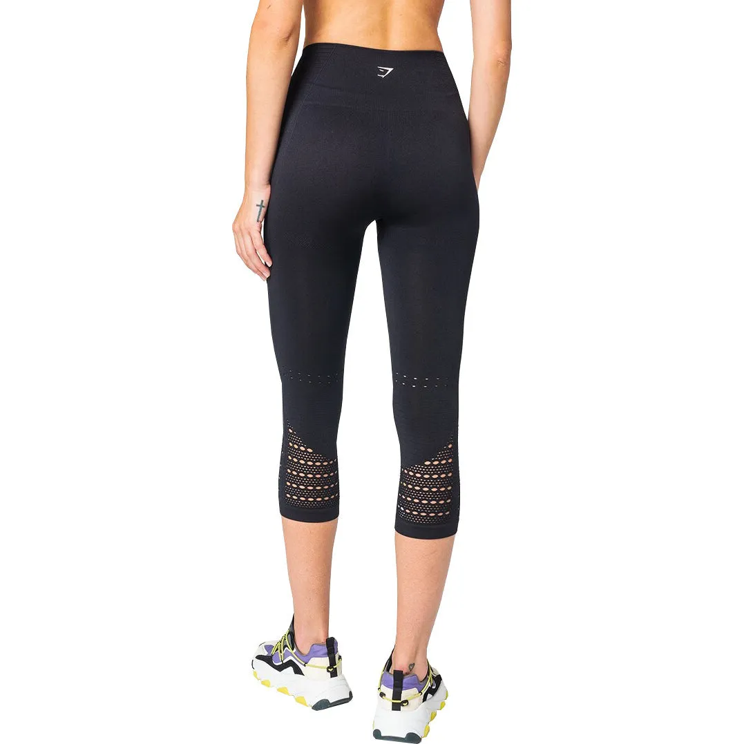 Gymshark Energy Seamless Womens Cropped Training Tights - Black