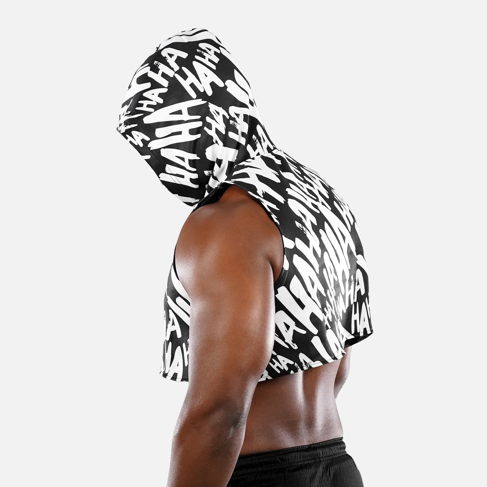 Ha Ha Ha Black Football Crop Top Hoodie