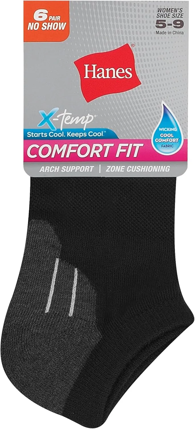 Hanes Women's 6-Pair Comfort Fit No Show Socks