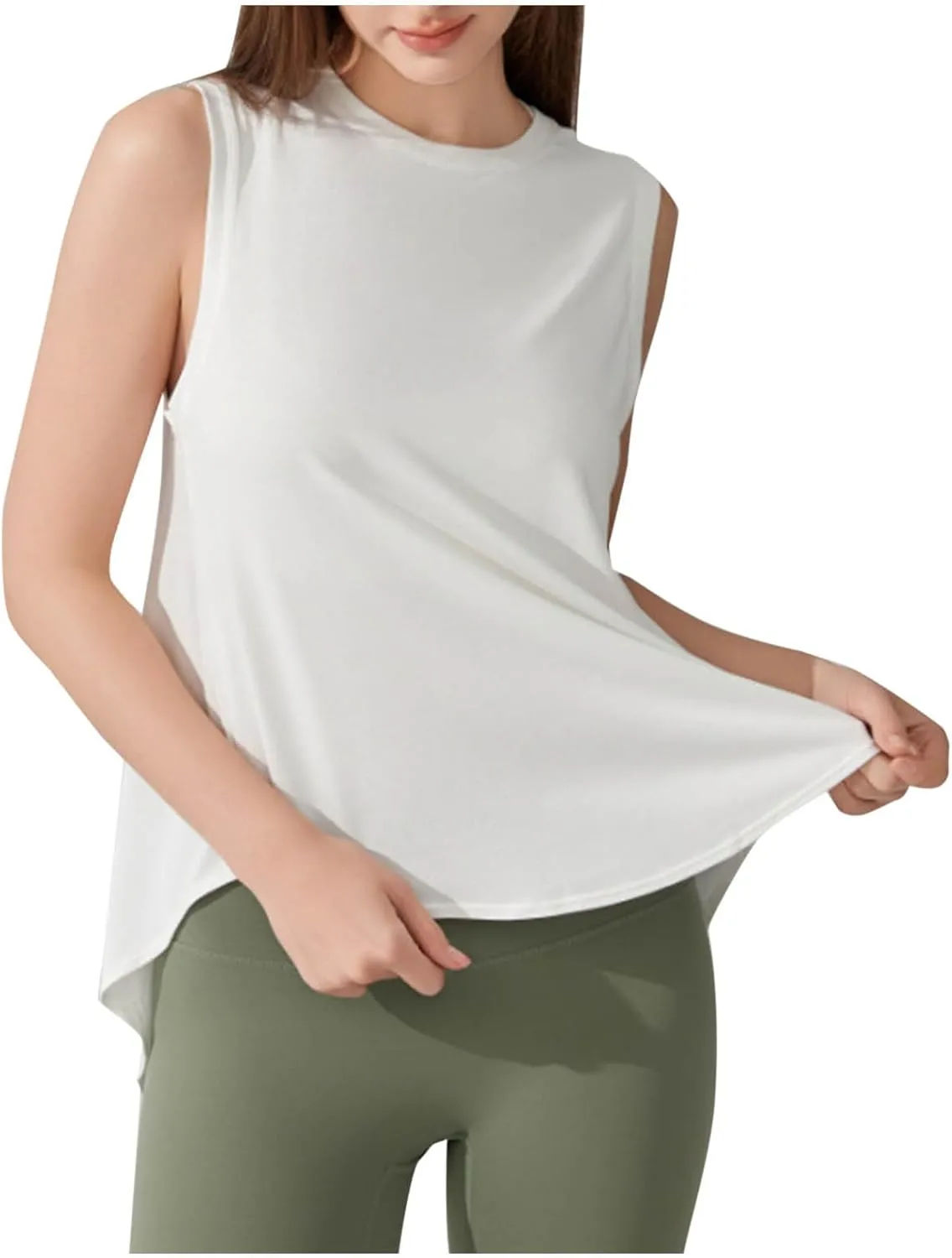 HGps8w Quick Dry Workout Tank Tops for Women Loose 2025 Summer Sleeveless Casual Running Vest Athletic Gym Yoga Tee Shirts