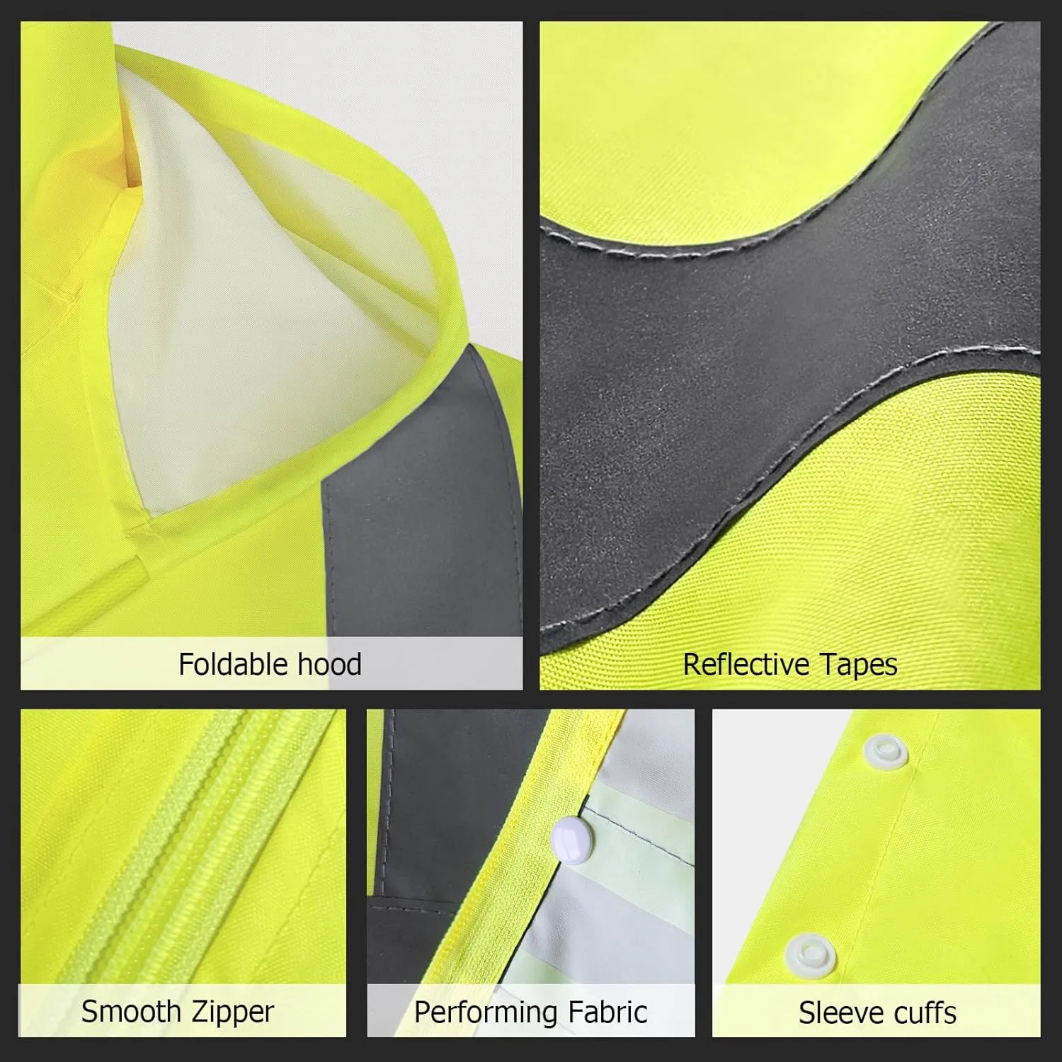 Hi Vis Rain Jacket Rain Suits for Men, High Visibility Waterproof Rain Coat with Hood, Class 3 Lightweight High Vis Rain Gear for Outdoor Activities& Safety Work, Men Women, Yellow T, L-XL