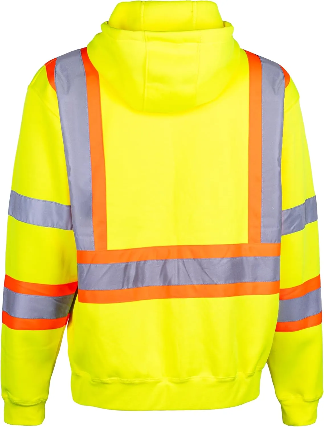 Hi-Vis Yellow Polyester Hoodie with Reflective Stripes