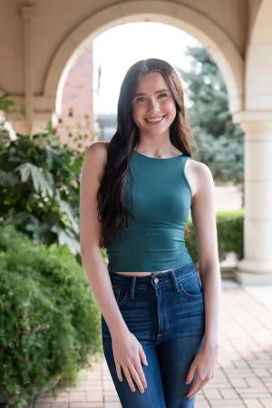 High Neck Crop Sports Tank