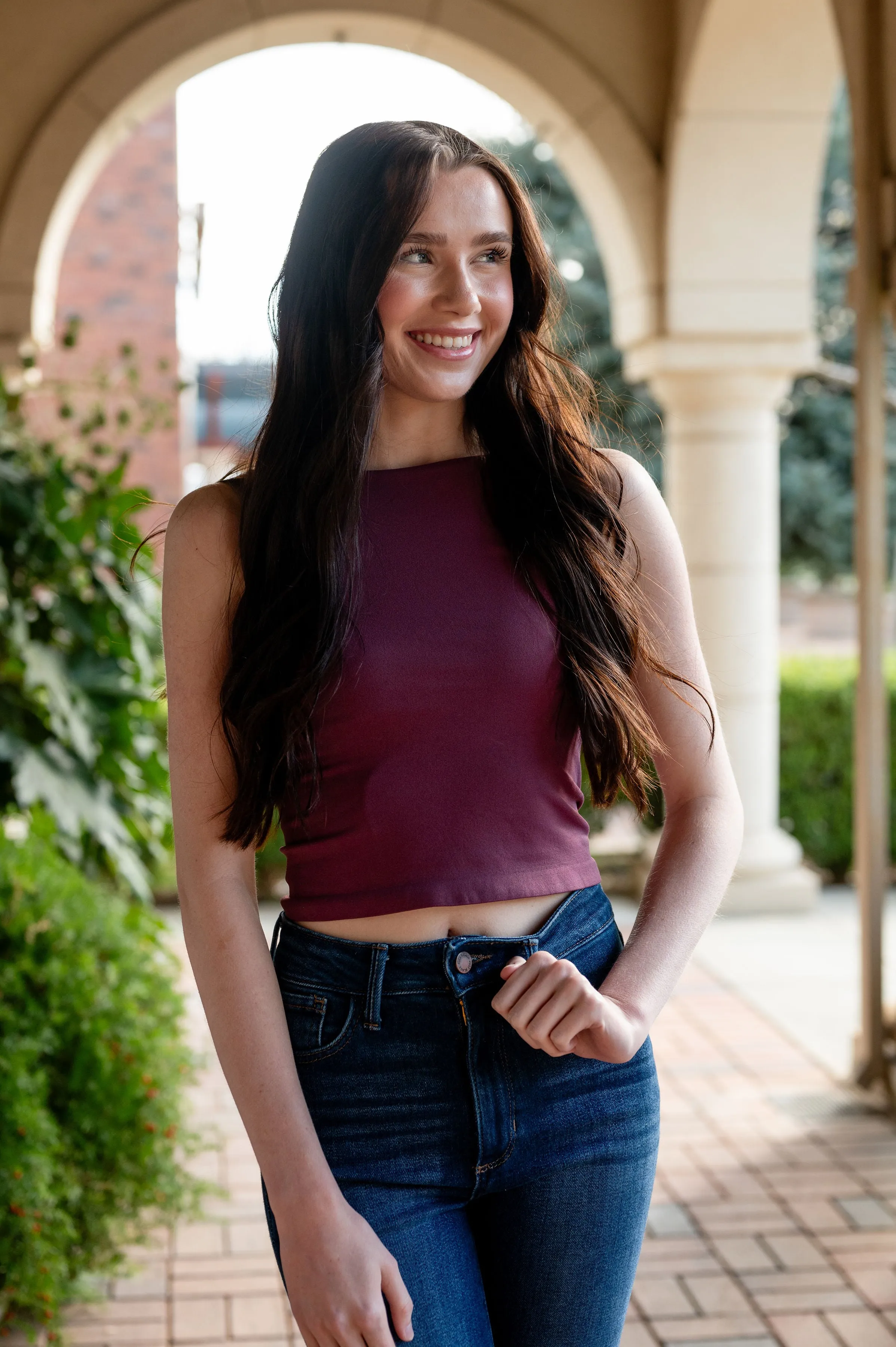 High Neck Crop Sports Tank