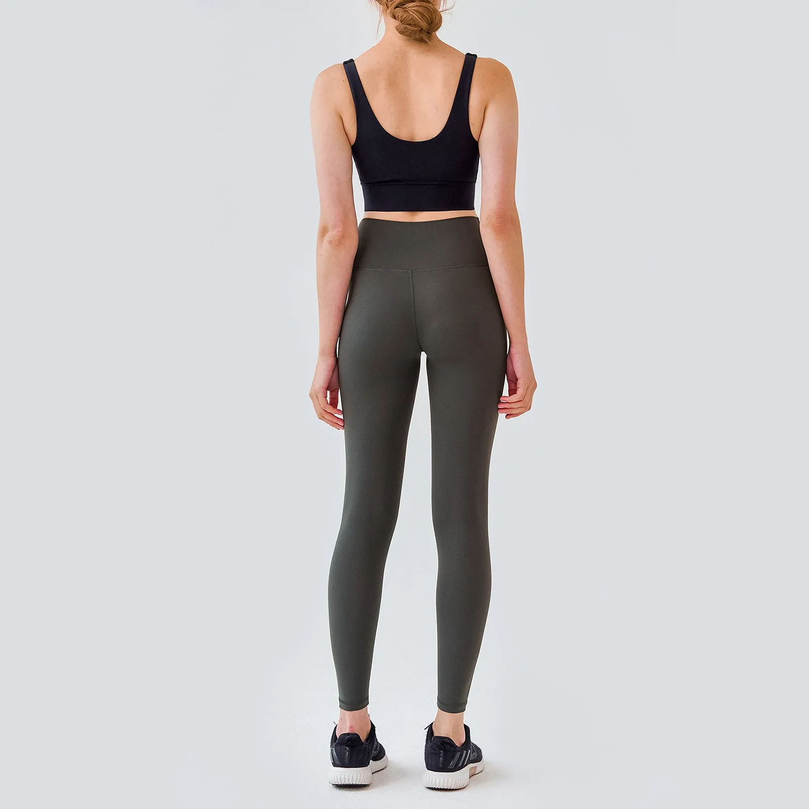 High Rise Contrast Trim Plain Full Length Leggings