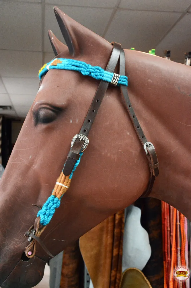 HILASON Sun Western Wool Headstall & Breast Collar Tack Set Turquoise & Brown