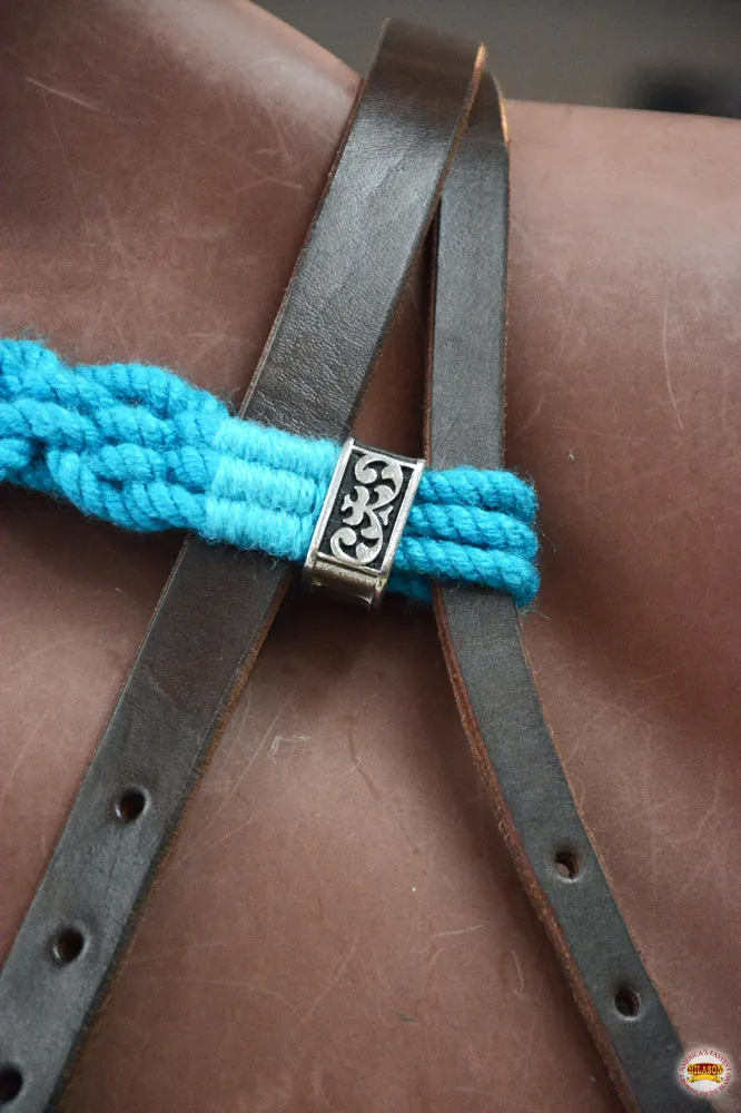 HILASON Sun Western Wool Headstall & Breast Collar Tack Set Turquoise & Brown